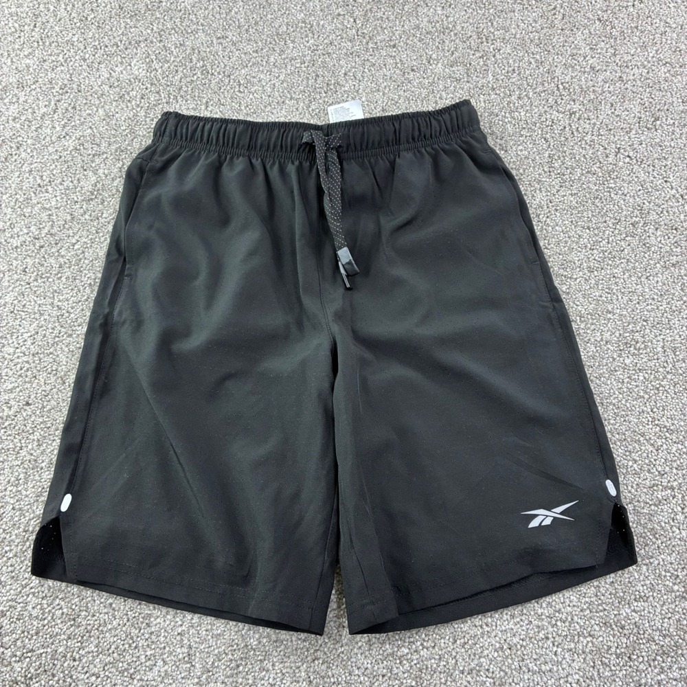 Reebok Boys Black Athletic Shorts‎ Large 14/16 Drawstring Zip Pocket RN 127805